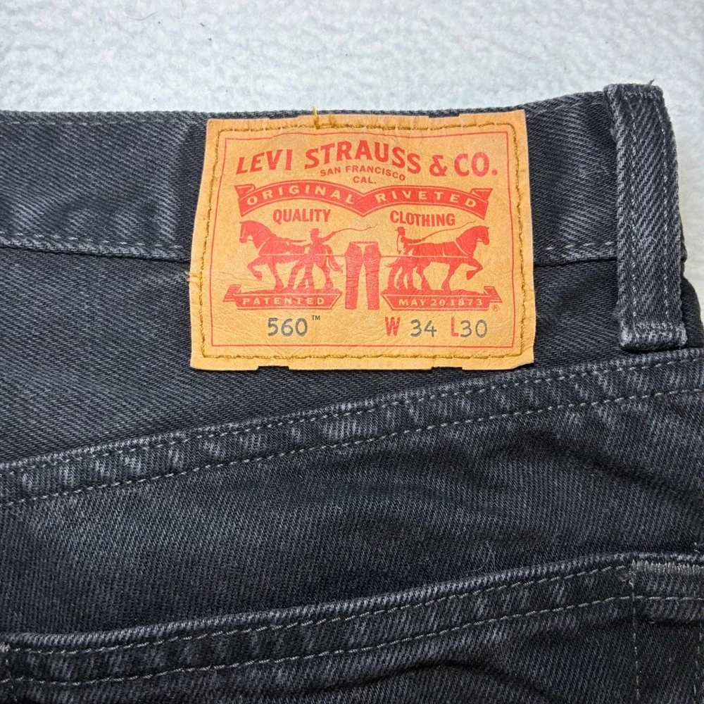 Levis 560 Comfort Fit Jeans Men 34x30 Black Faded Relaxed Taper Casual Loose